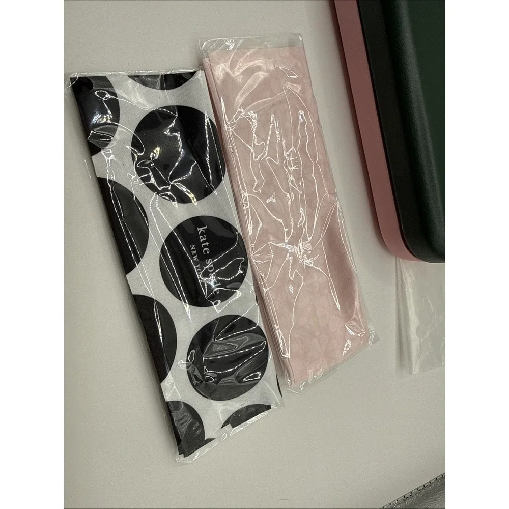 KATE SPADE GLASSES Case With 2 Cloths Clamshell Rose Gold Pink Green So Happy To